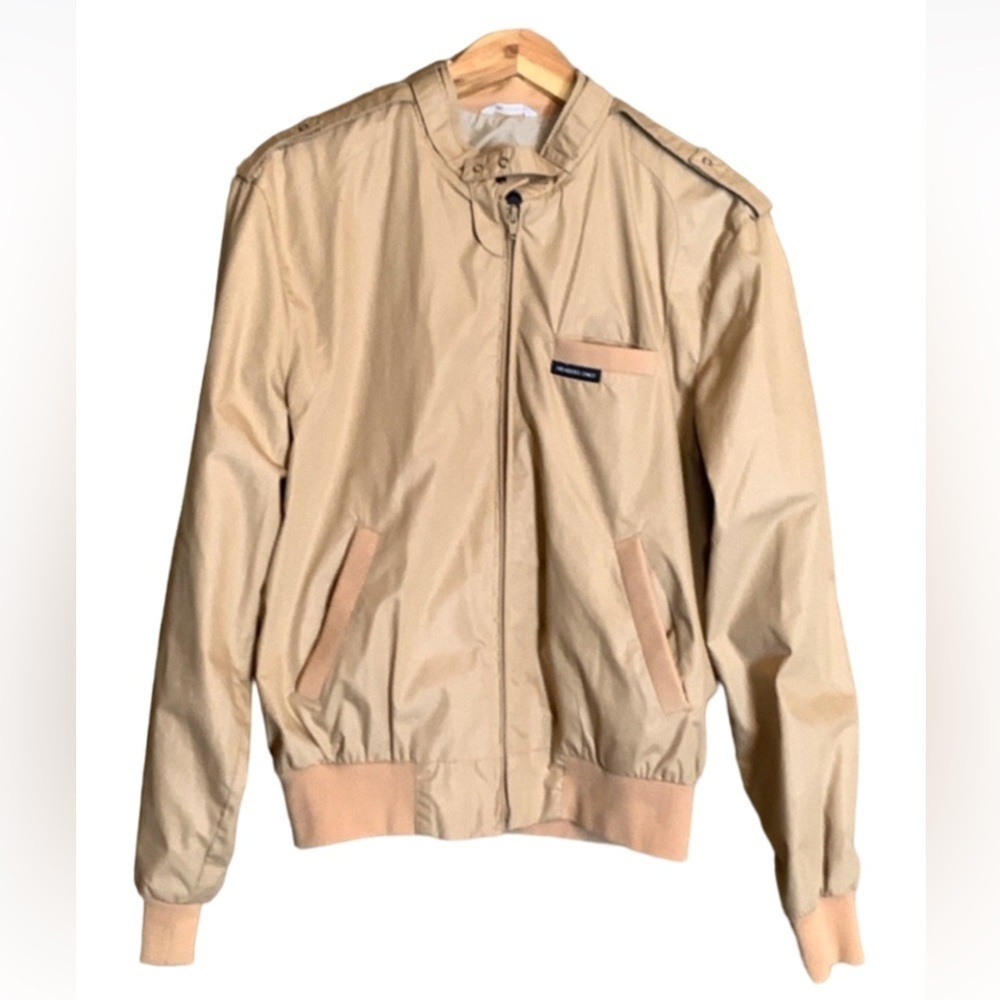Vintage Members Only tan racer jacket with Rainbow tag Size 42